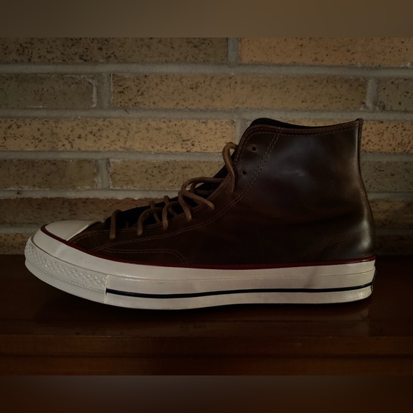 Converse Brown Leather High-Top Sneakers with White Sole Size 10.5 NWOT - Picture 4 of 15
